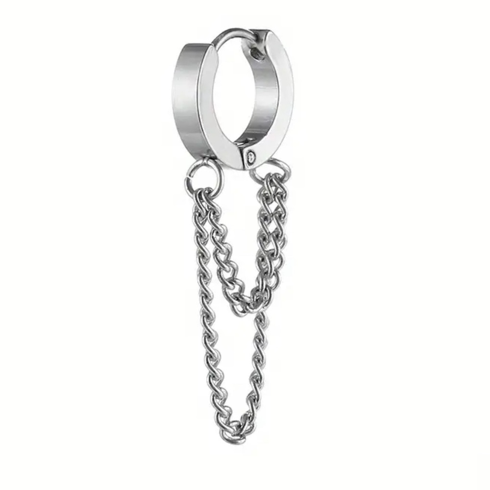 Stainless steel edgy hoop chain earrings